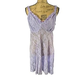 Cacique Sz 18/20 Chemise‎ Lacey Lingerie Satin Ruffles Sexy Babydoll Underwired